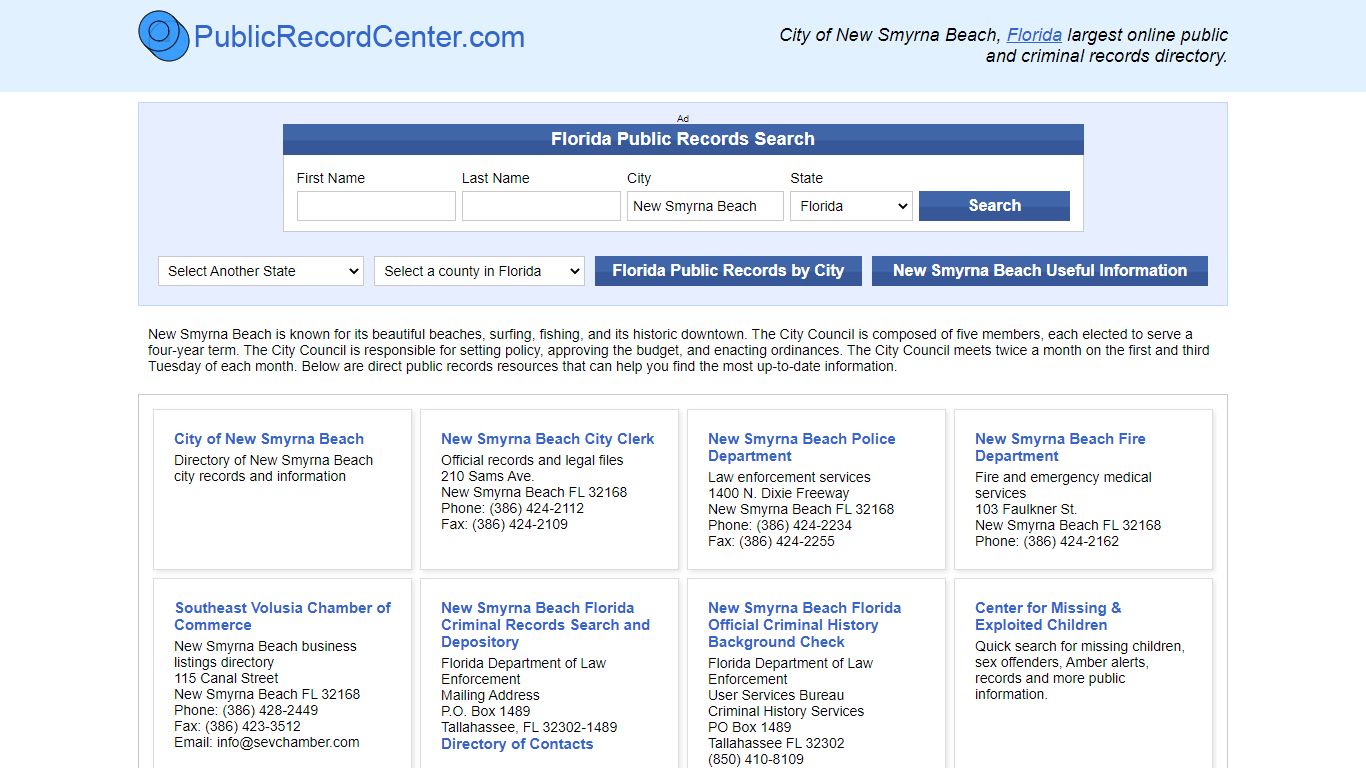 New Smyrna Beach, Florida Public Records and Criminal Background Check